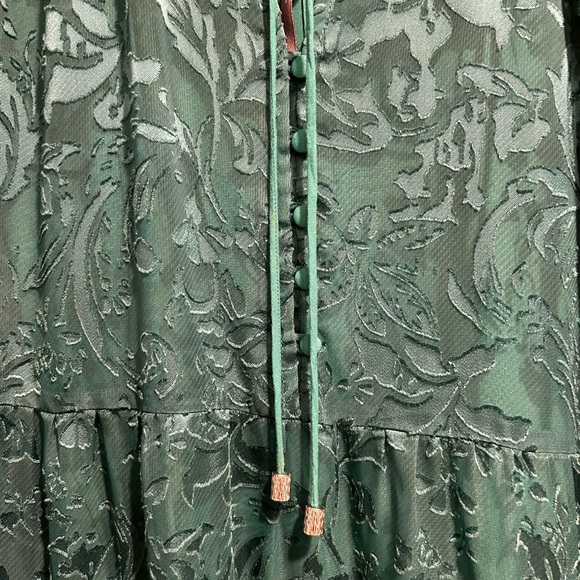 The Marais Maxi Dress: Satin-Burnout Edition in Green - Picture 7 of 7